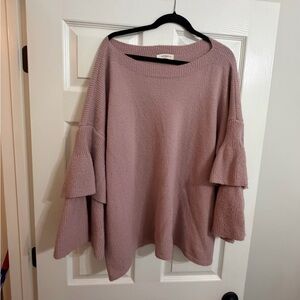 Umgee Women's Mauve Sweater with Bell Sleeves